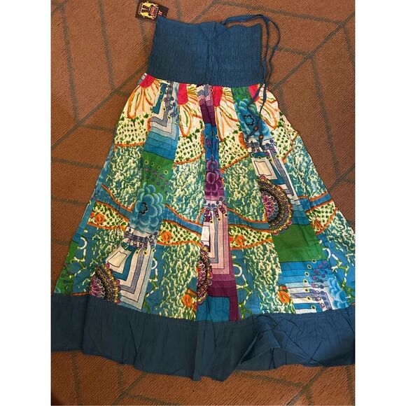 NWT Junglee Billee Boho Lightweight Cotton Strapless Skirt India One Size - Picture 1 of 4